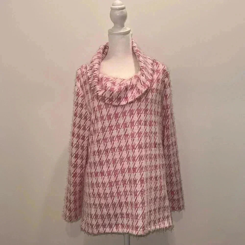 Chances R Houndstooth Cowl Neck Sweater​​
